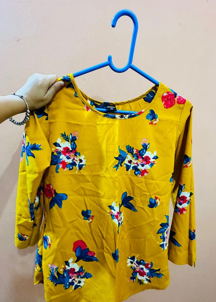 Yellow Floral Print Top