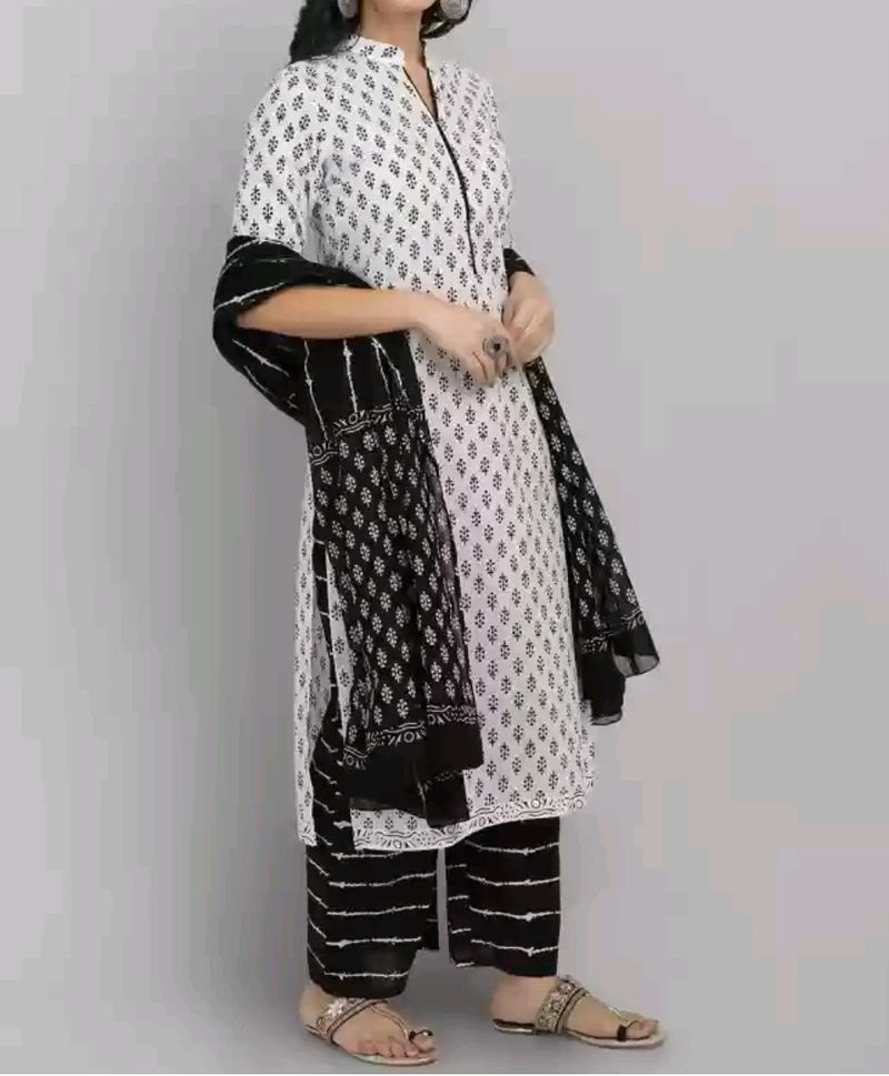 White & Black Kurta Set 🤍🖤🛍️