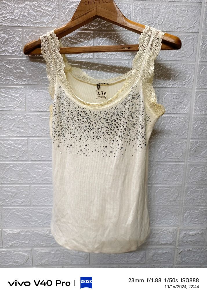 Elegant Cream Color Top with Studded Detailing