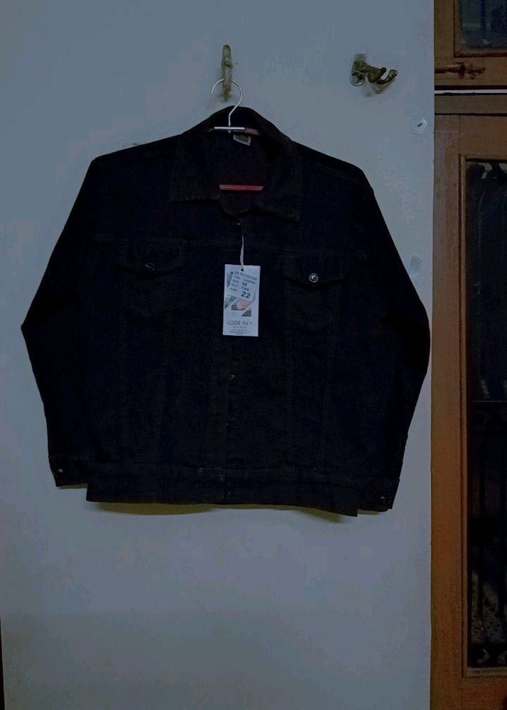 Dark Black Branded Denim Jacket