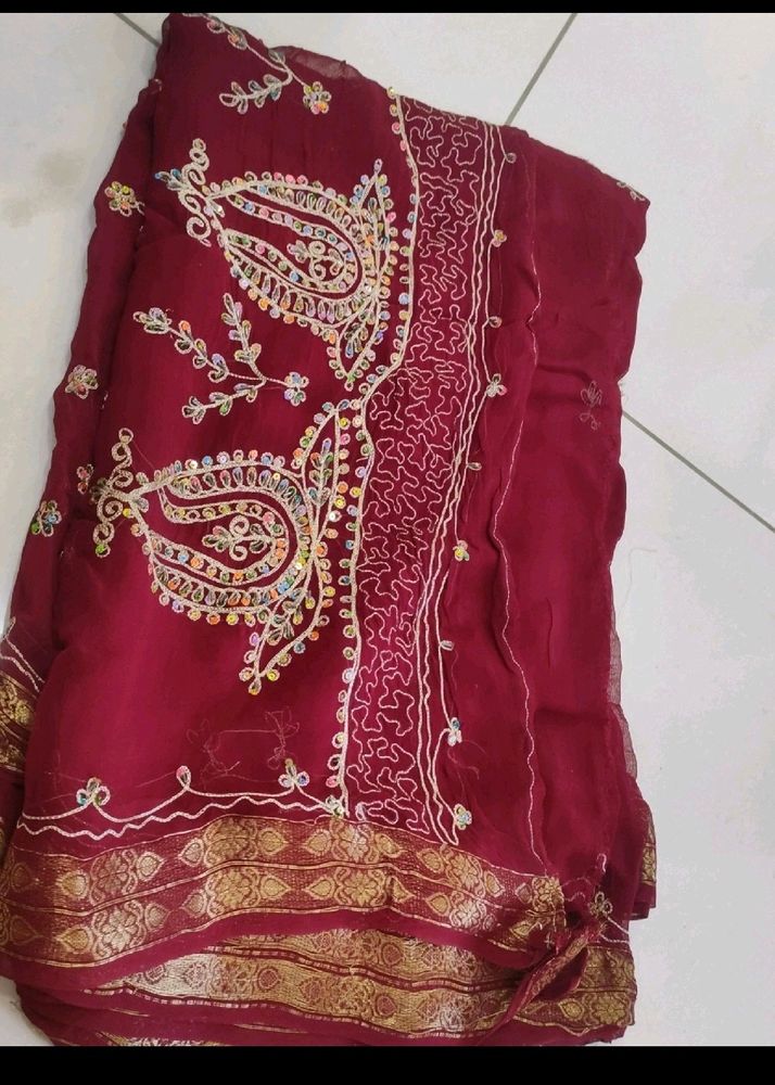 Red Full Hand Work Saree