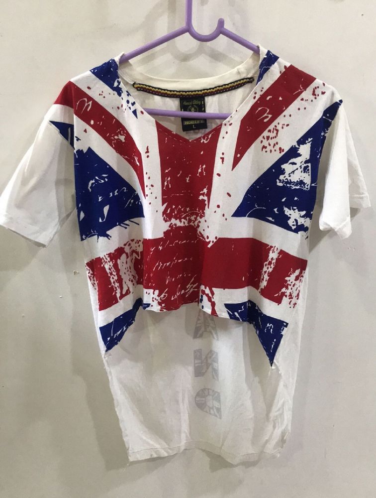 England Flag Print T-shirt For Women