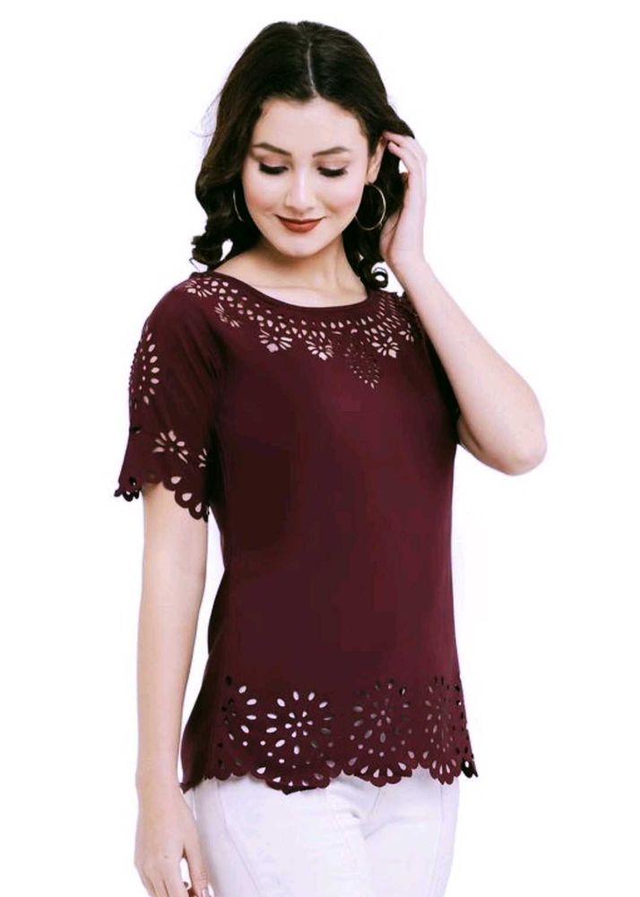 Burgundy/Wine Colour Laser Cut Top