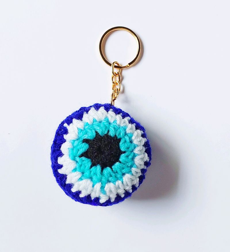 Crochet Evil Eye Keyring