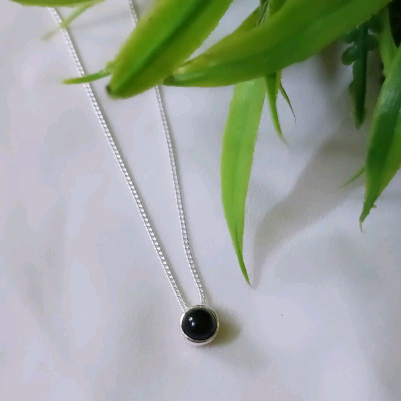 Pure Silver With Black Onyx Pendant