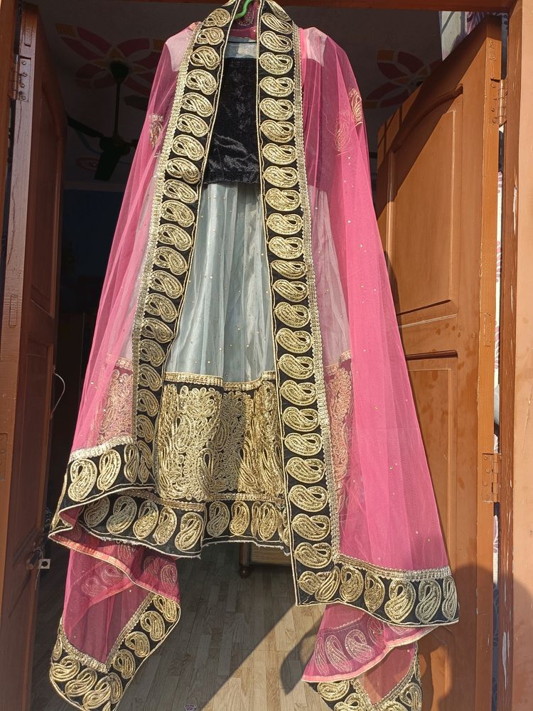 Beautiful 🥰 Pink Gray Lehnga For Wedding Function