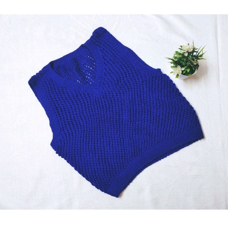 Royal Blue 💙 Crochet 🧶 Handmade pullover sweater