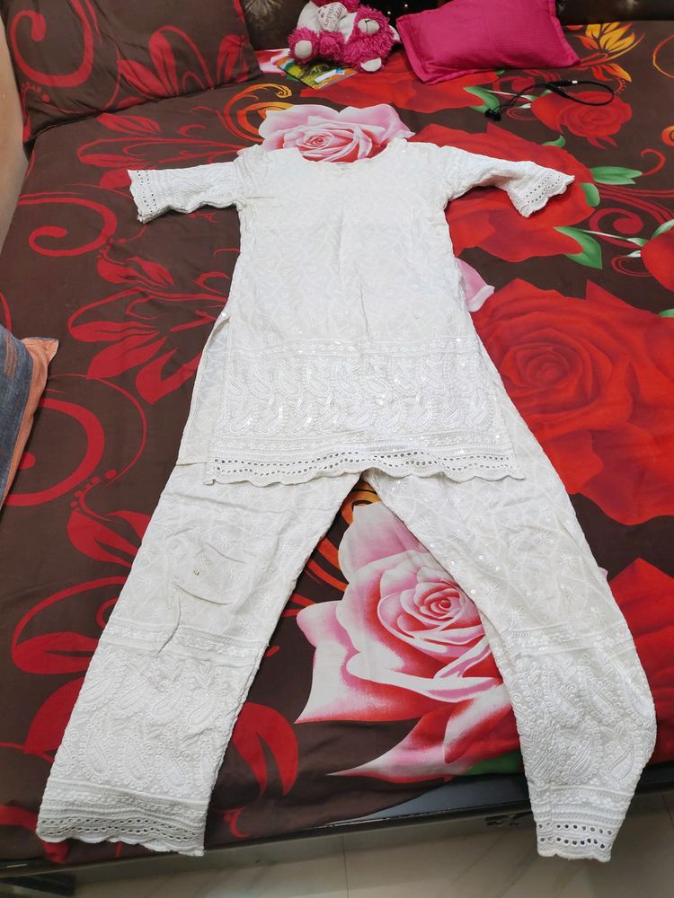 White Chikankari Kurta Set