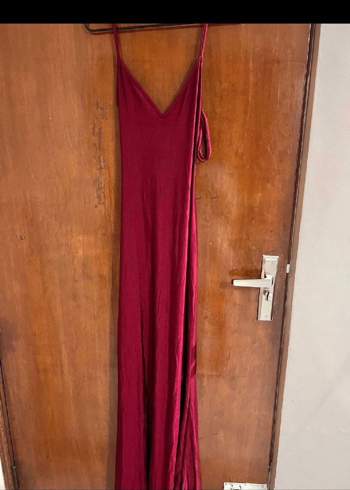 Cherry Red Full Length Backless Dress💋