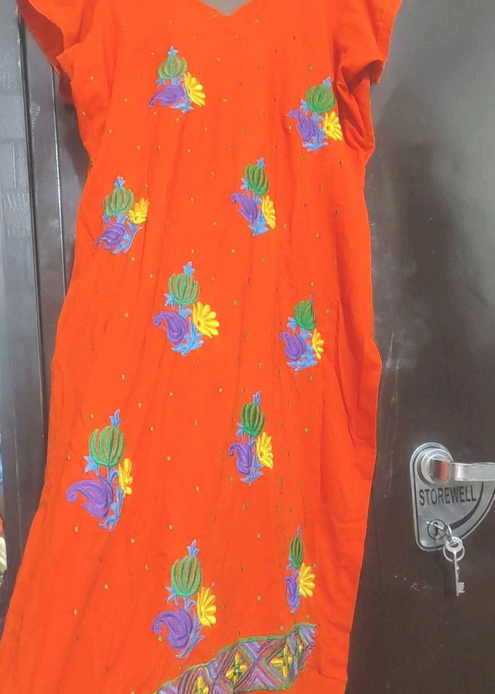 Coral Kurta & Salwar Without Dupatta For 42 Bust