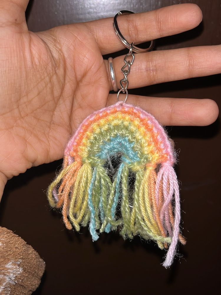 Crochet Rainbow Keychain