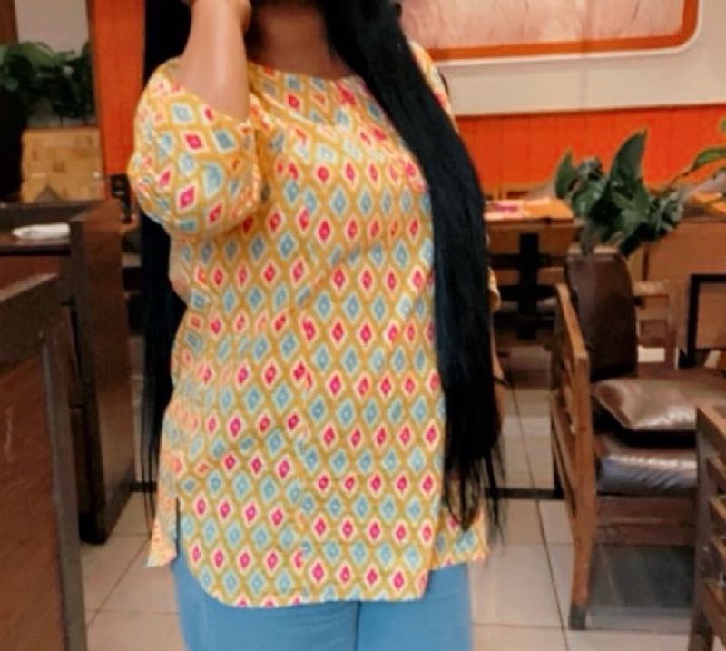 Cotton Printed Short Kurti Kurta Top For Gir