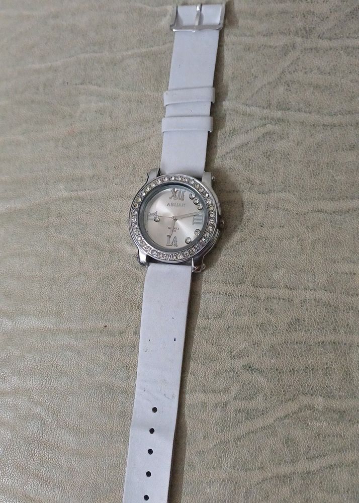 White Strap Watch For Females