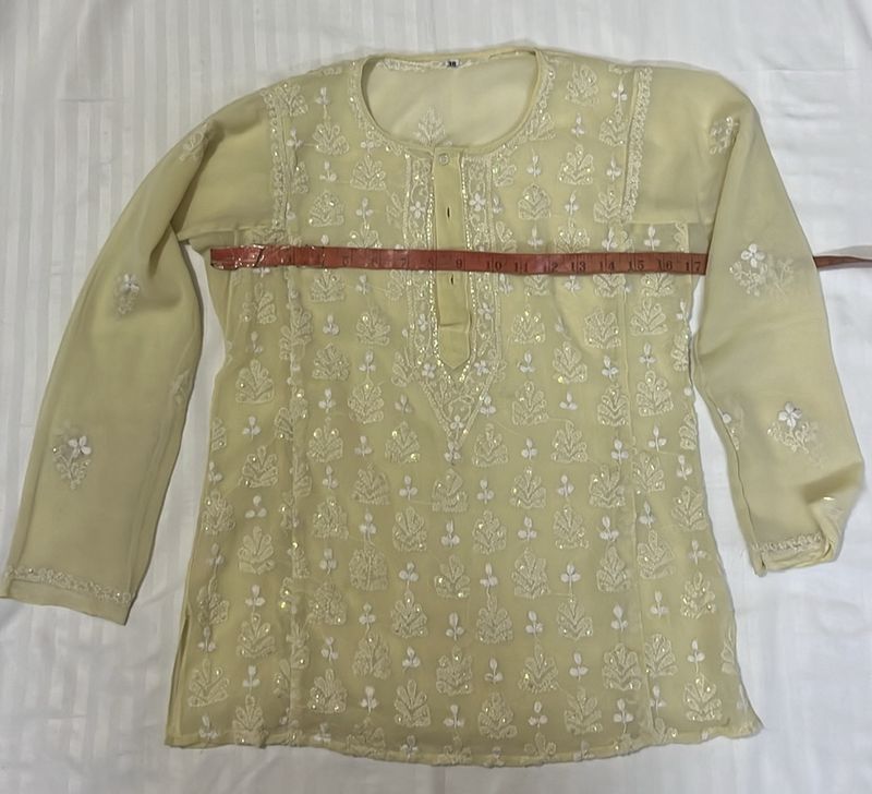 Soft Yellow Sitara Kurti - Short With Embroidery