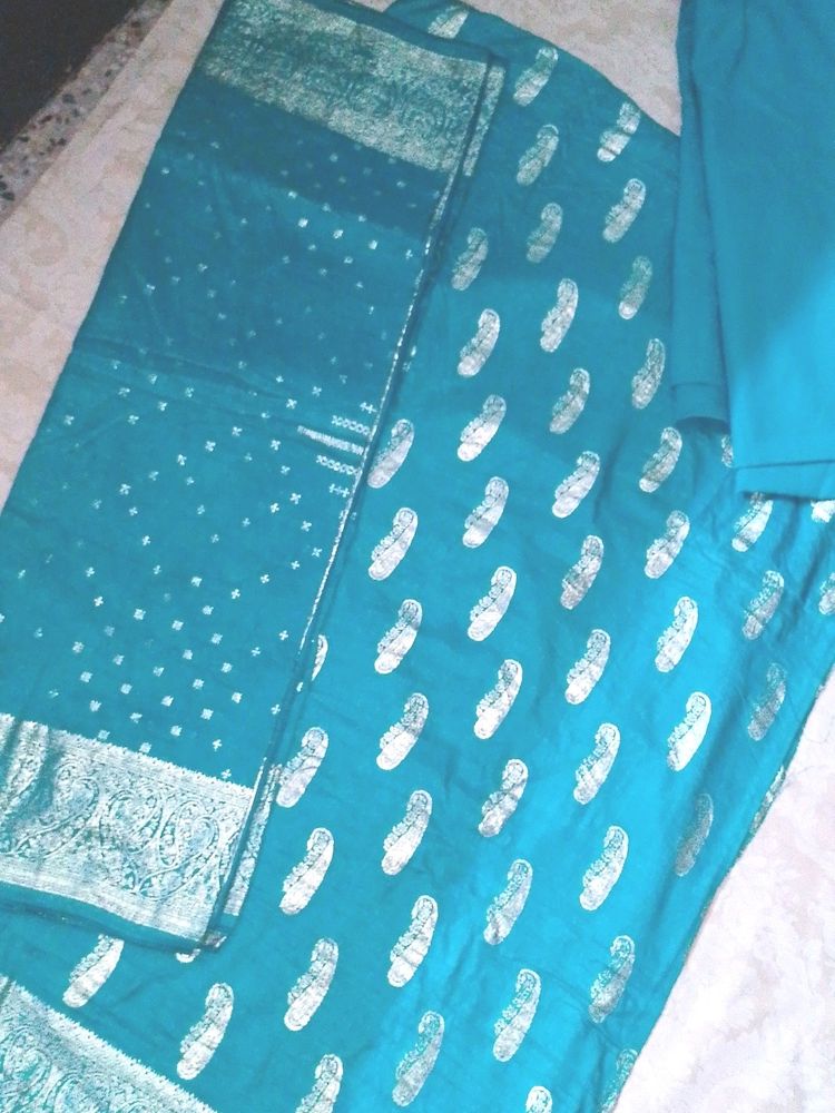 Combo Of Mustard And Sea Green Banarasi Silk