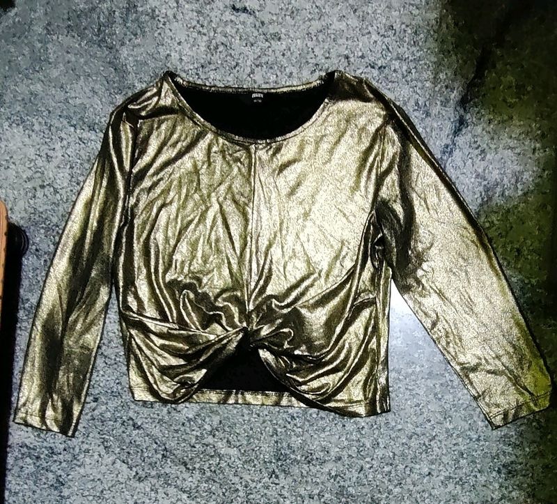 Max Golden Glittery Crop Top