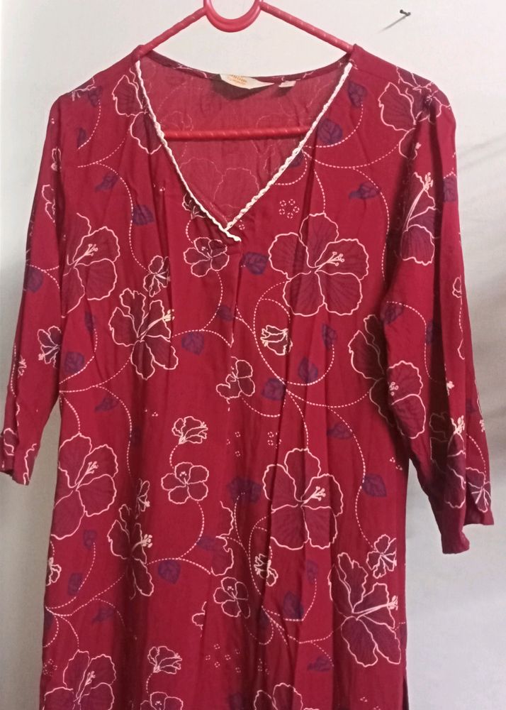 Anouk Red Printed Kurta