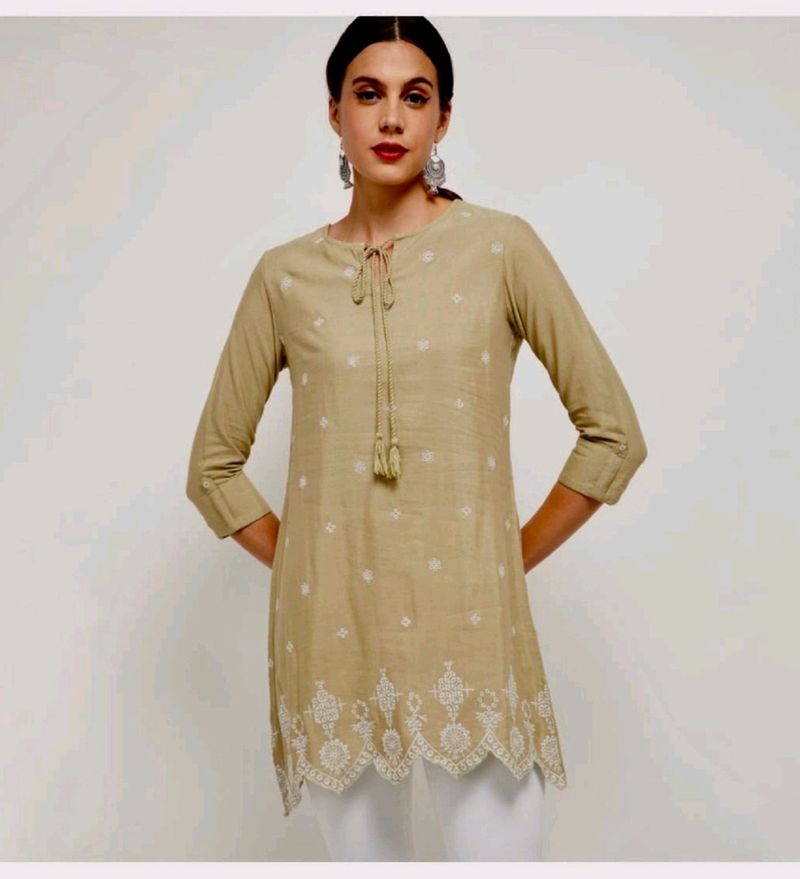 Embroidered Sage Green Tunic