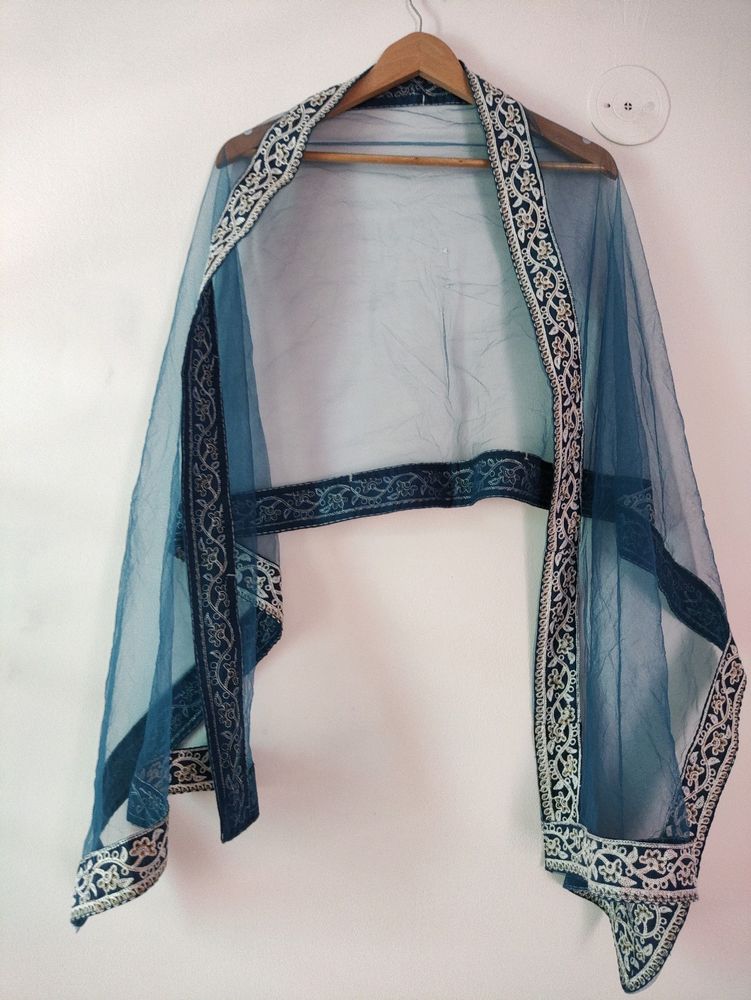 Blue Net Dupatta For Women, 2meter