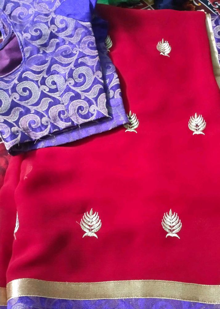 Red Work Puja Saree