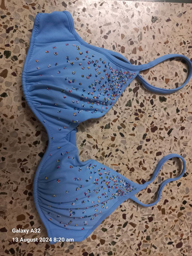 Light Blue Beads  Padded Bikini