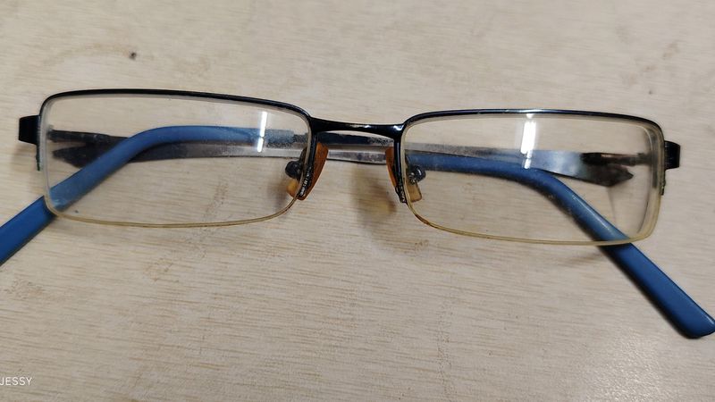 New Like Blue Metal Half-Rim Spectacles