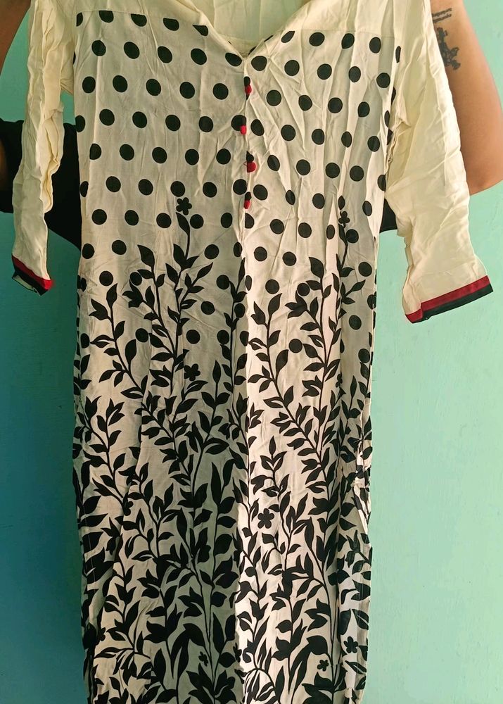 Black And White Kurti (Straight).