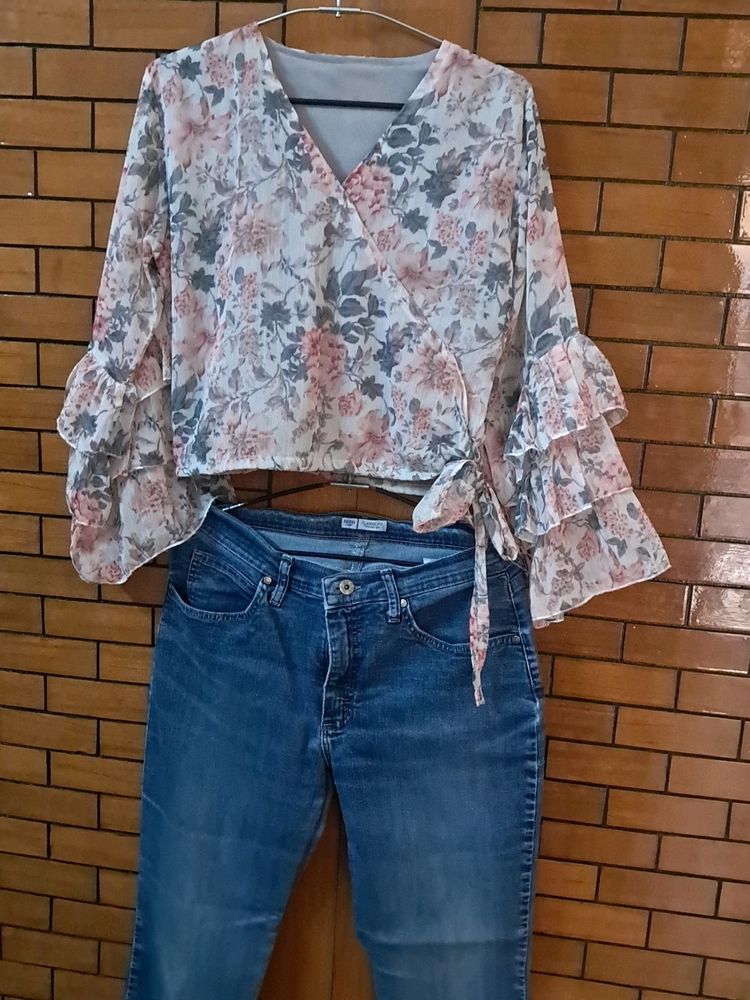 Combo Of  Floral  Top N  BRAND Ed Jeans