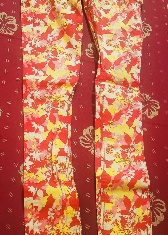 Floral Design Pants For Girls