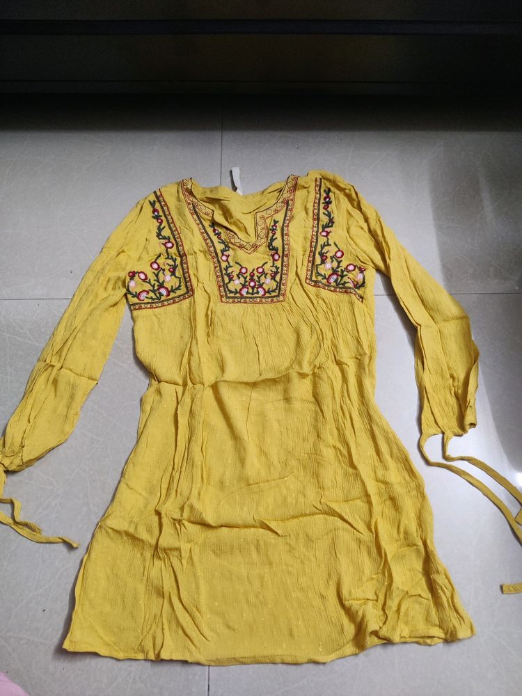 Embroidered Yellow Dress