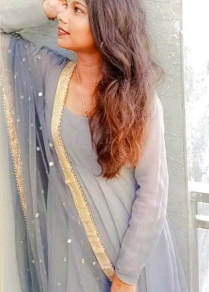 Gray Color Anarkali Suit Available Only In Cash