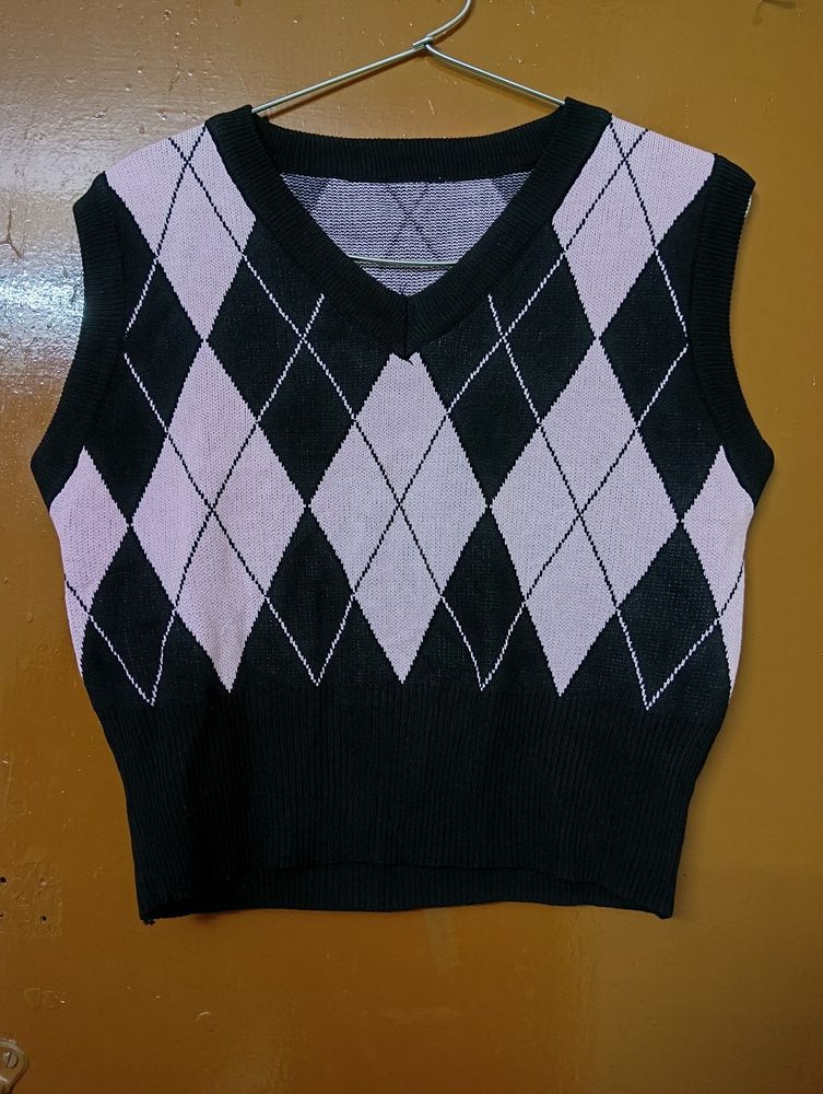 Black & Pink Vest Sweater