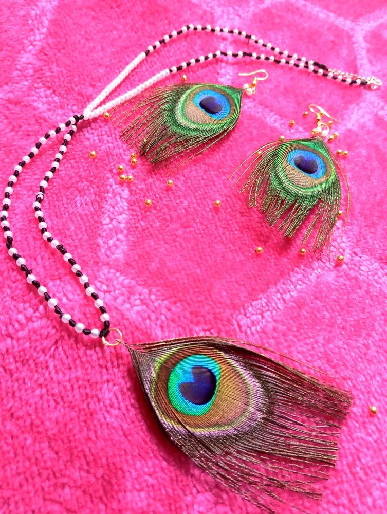 🦚Real Peacock Feathers Jewelry Set🍁🎀