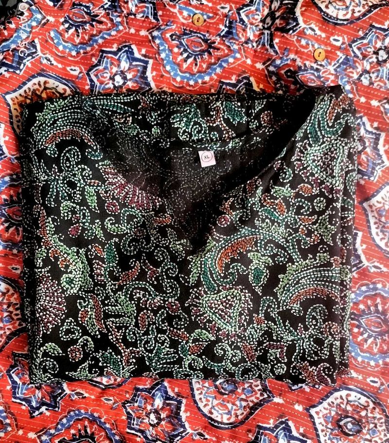 Printed Black Kurta