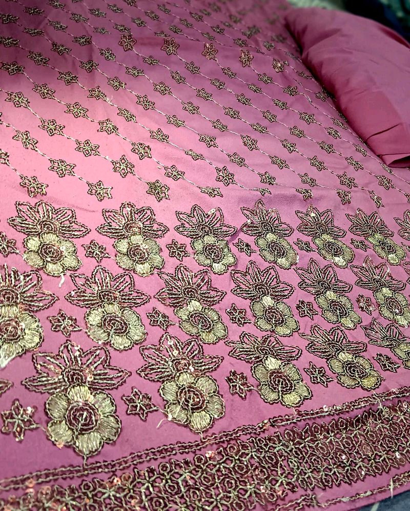 Pink Embroidered Suit For Festive On Eid