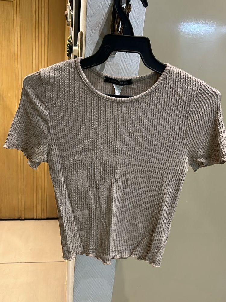 Ribbed Tan T-shirt