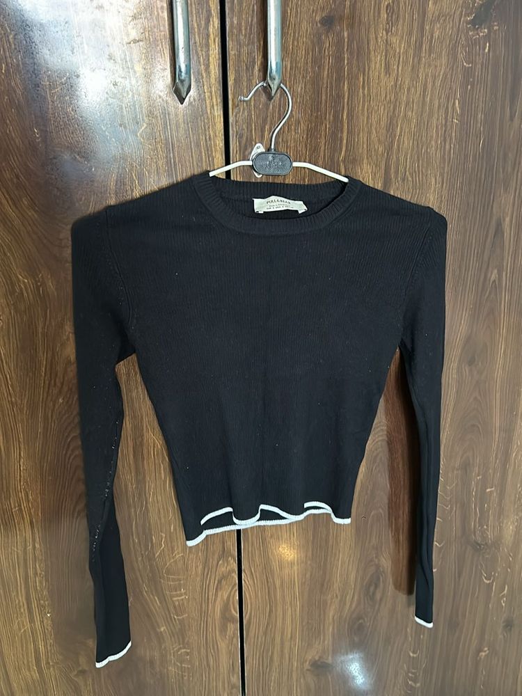 Black Fitted Woollen Top