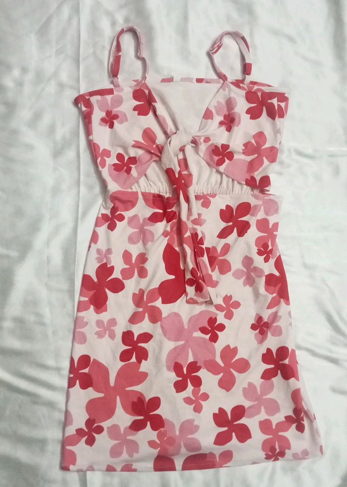 Tie Up Floral Dress