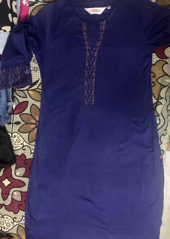 BIBA Navy Blue Kurta Set Size - S