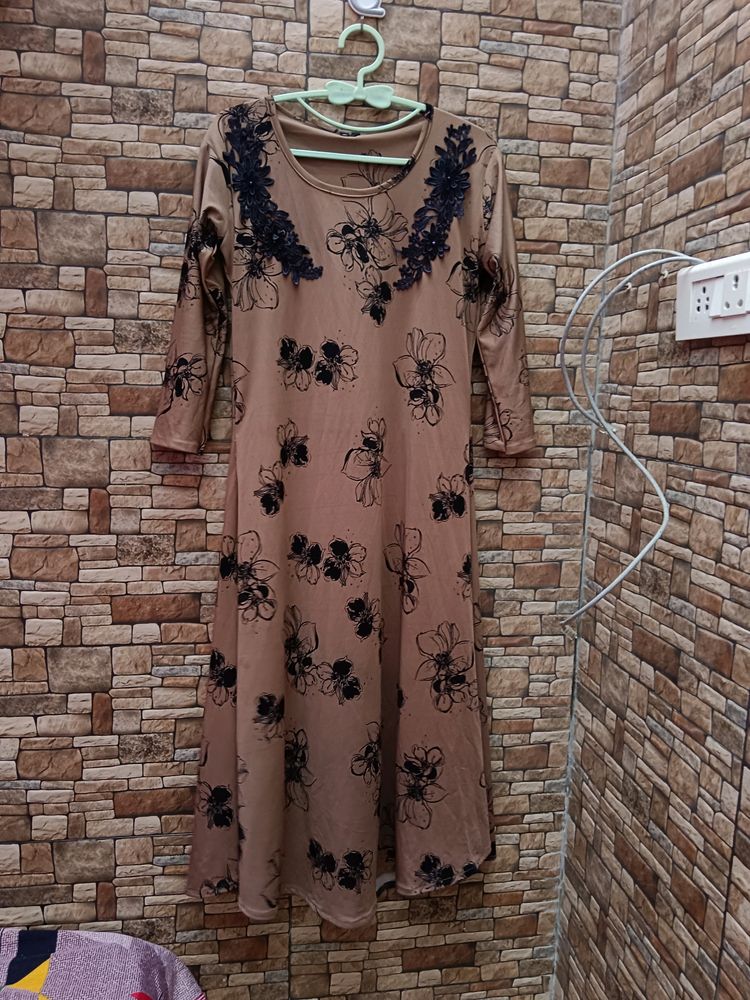 A Line Kurtas With Ambroderied Worked On Upeer