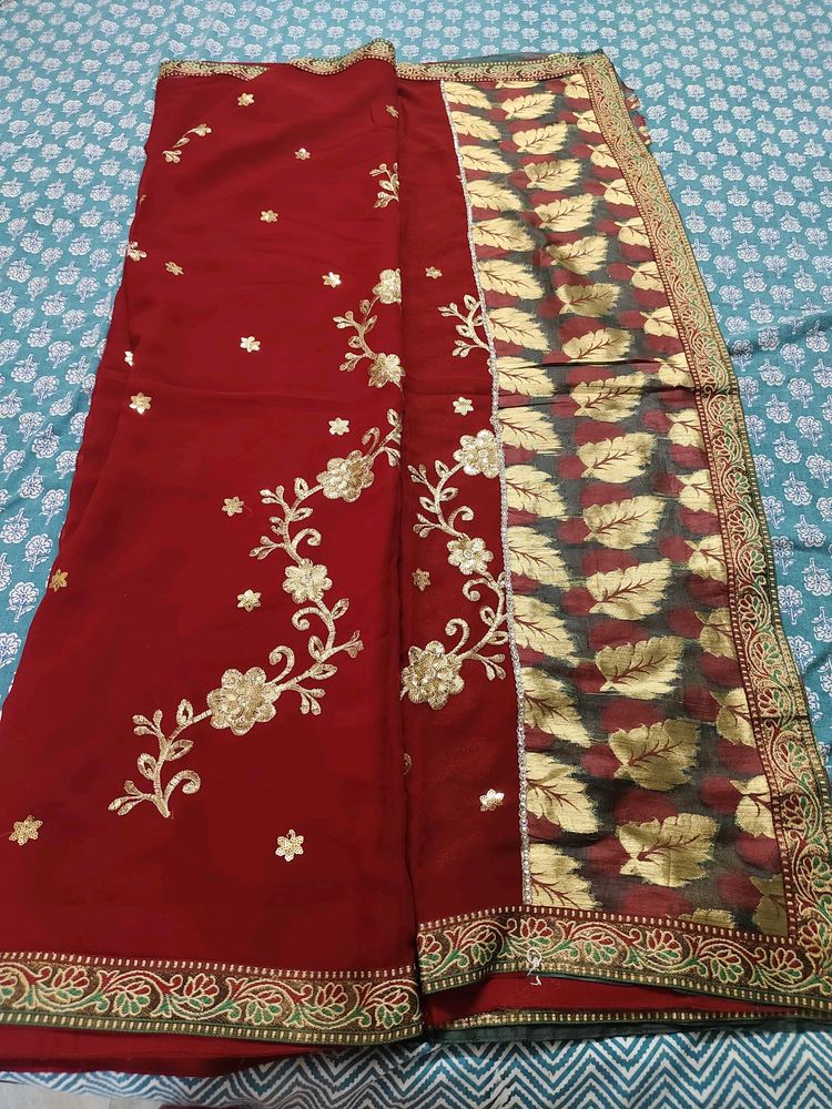 Red Half Saree Type Sare