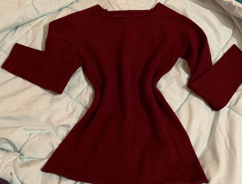 Maroon Woolen Top For Women