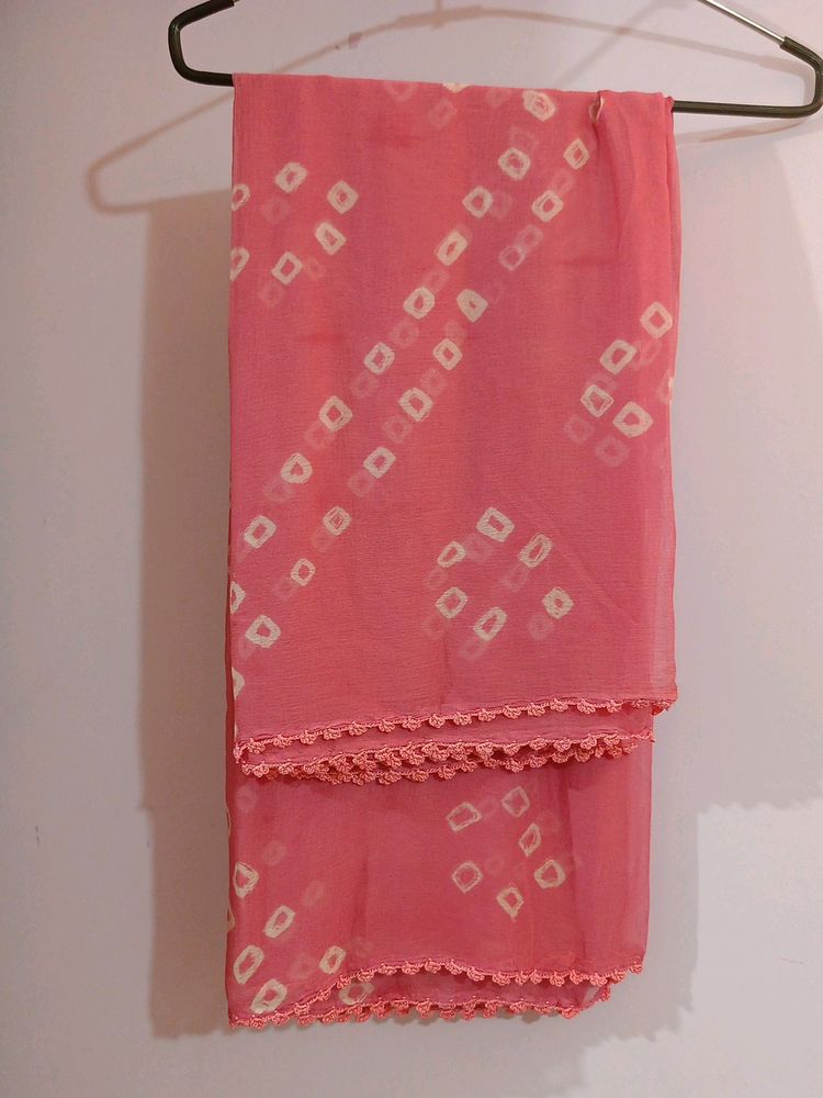 hand knitted chiffon dupatta chunni pink