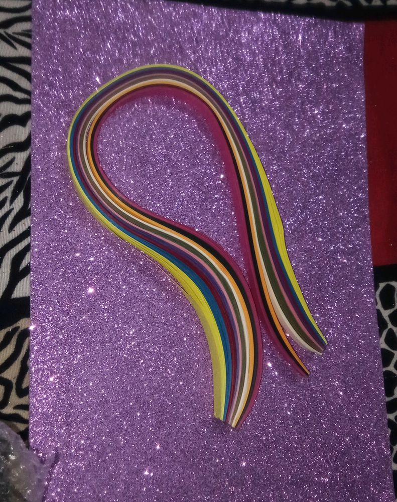 Quilling Papers With Glitter Sticker Sheet