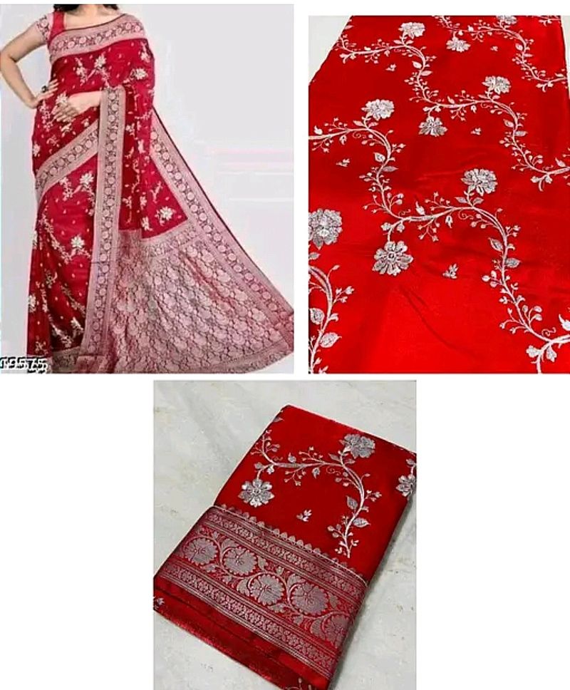 Banarasi Satin Silk Saree With Embroidery Work