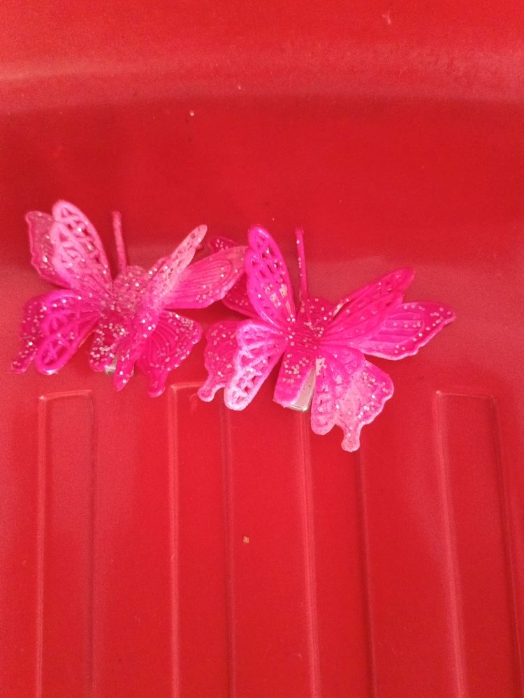 Beautiful Pink Butterfly Clips