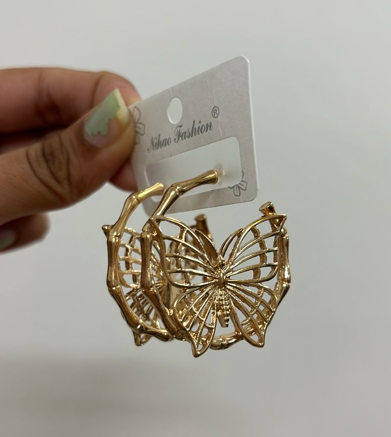 Butterfly Gold Hoop Earrings