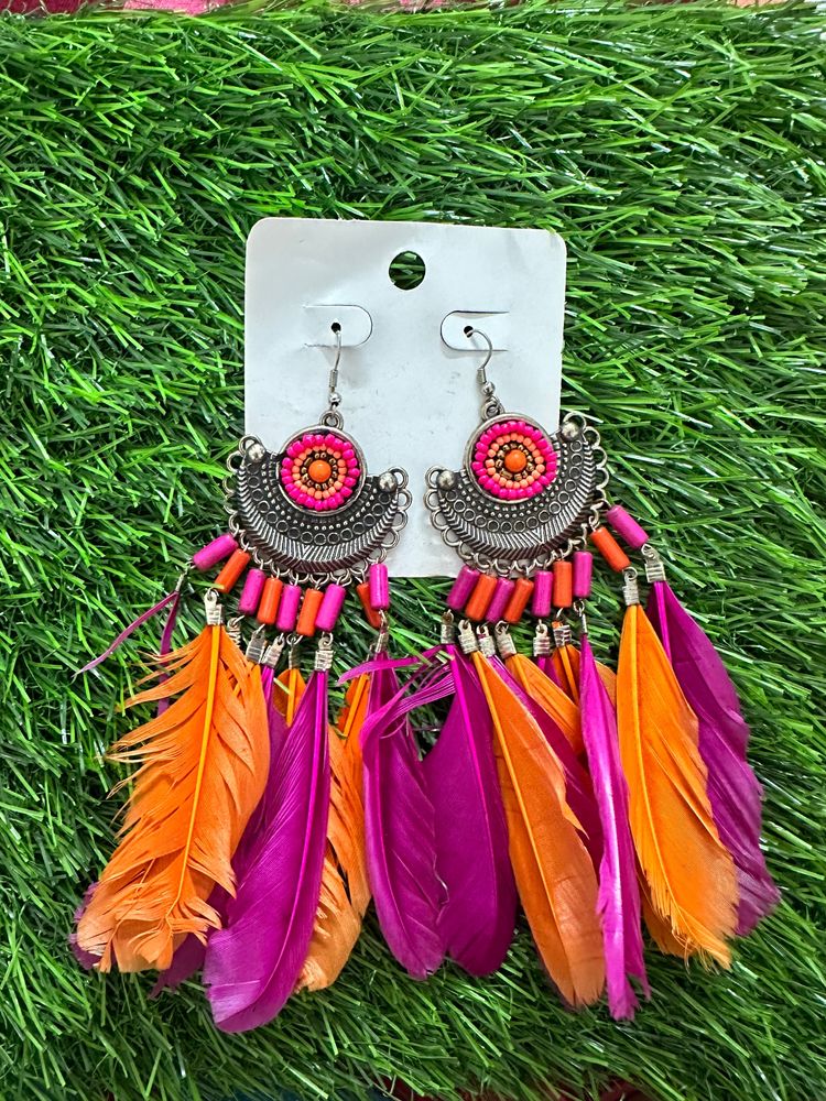 Colourful Feather Earrings