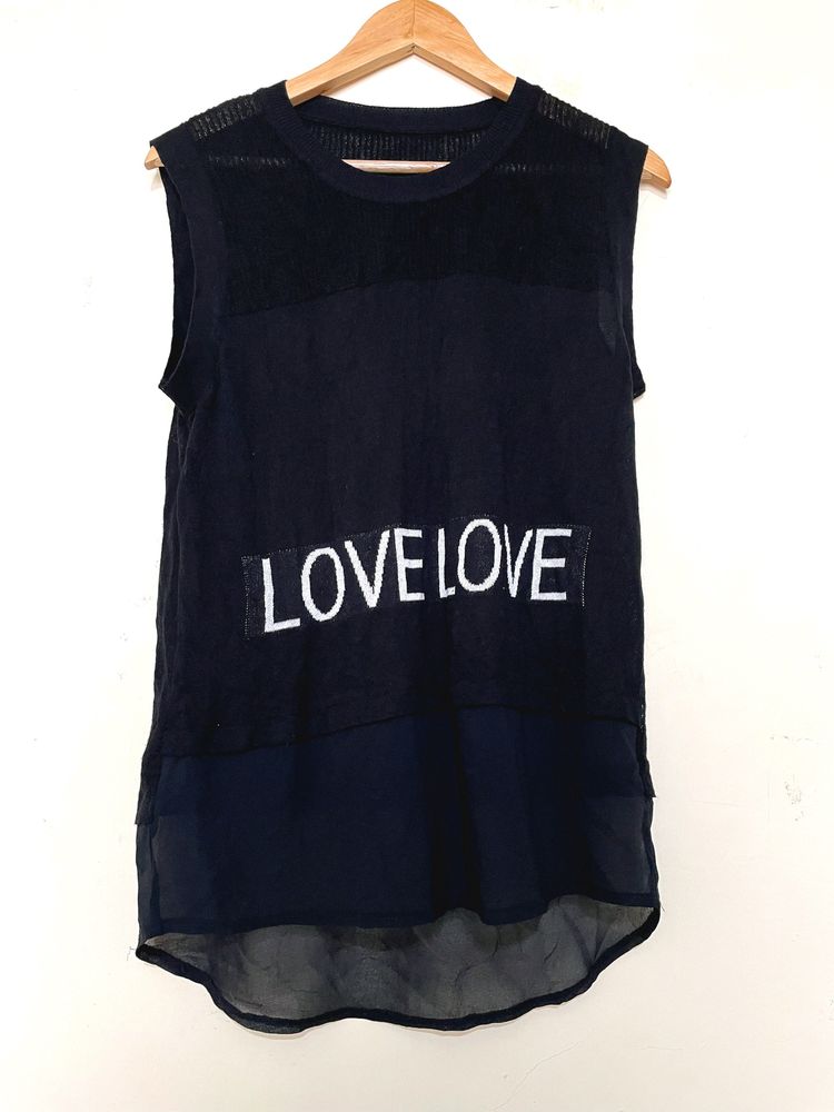 LOVE Sleeveless Black Top