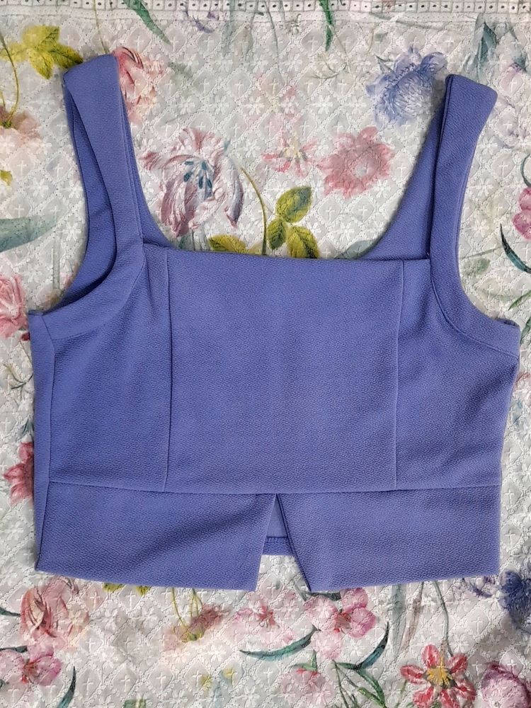 Lavender Square Neck Crop Top